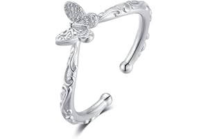 Qings Joyería Serie Mariposa en Plata de Ley 925, Pendientes de Mariposa Collar de Circonita Cúbica Anillos de Animales para Mujer y Niñas