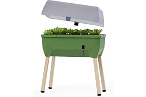 ‎GUSTA GARDEN GUSTA GARDEN Sammy Salad Hochbeet Dunkelgrün - Hochbeet Balkon & Garten - Abnehmbare Haube & Bewässerungssystem - 15L Wassertank & 40L Erdvolumen
