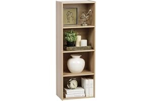 Iris Ohyama, Armario con 4 estantes / Contenedor de madera con estantes / Librería / Mueble lateral, moderno y de diseño, Oficina, Casa - Basic Storage Shelf - CX-4 - Marrón claro