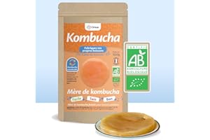 ORISAE Mère de kombucha fraîche certifiée BIO - Réutilisable - Prête à l'emploi - Controlée - Fabriquée en France - Guide d'utilisation inclus (50g)