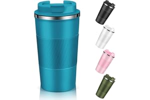 DYCIETX Travel Mug with Leakproof Lid,Insulated Reusable Coffee Mug for Hot&Cold Drinks/Tea,Portable Stainless Steel Thermal Takeaway Travel Coffee Cup for Car/Outdoor/Picnic/ Office/School (510ml Blue)
