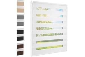 FOXX Doppelrollo Klemmfix Weiss 75x220 cm Duo Rollo Fensterrollo für Fenster/Türen Gardine Klemmrollo ohne Bohren Seitenzugrollo Sichtschutz Sonnenschutzrollo Zebrarollo