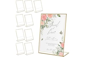 YunBey 10 Pezzi Espositore Plexiglass A5 con Cornici Dorate Acrilico Trasparente Porta Menu da Tavolo Porta Menu A5 per Ristorante Hotel Negozio Reception Ufficio