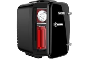 YASHE Mini Frigo de Chambre, 4 Litres/ 6 Canettes, Petit Frigo Thermoélectrique CA/CC pour Boissons, Nourriture, Beauté, Bureau, Dortoir, Voiture, Noir