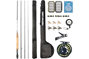 MASTER LOGIC Fly Fishing Rod and Reel Combo Starter Kit, with Lightweight Fly Box Case & Fishing Flies and Die Cast Aluminum Reel, Carrying Case and Accessories