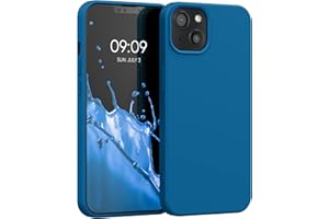 kwmobile Carcasa Compatible con Apple iPhone 13 Funda de Silicona - Flexible con Interior de Microfibra - Suave Protector antigolpes - Azul Arrecife