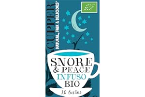 CUPPER Snore & Peace Infuso Camomilla, Melissa e Lavanda, Tisana Profumata e Delicata, Ingredienti da Agricoltura Biologica, Filtri 100% Biodegradabili, Confezione da 20 Bustine