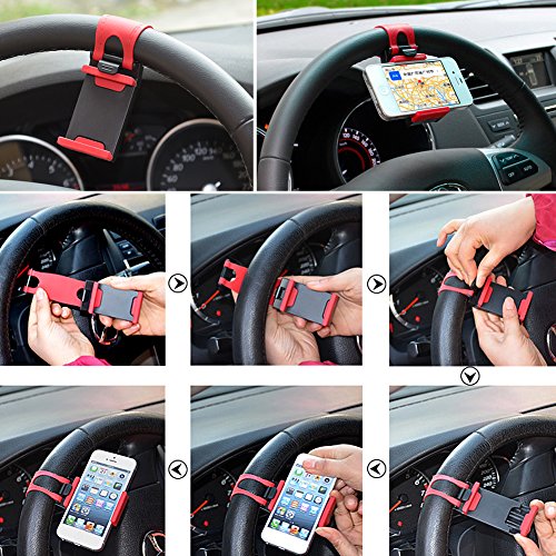 Demiawaking Supporto Universale Porta Cellulare da Volante Auto per iPhone Smart MP4 Phone GPS