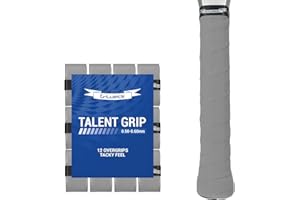 G-Lueck Lot de 12 grips de tennis Talent Grip | 0,50–0,60 mm d'épaisseur | Surgrip pour raquettes de squash et badminton avec bande de fermeture autocollante | Très adhérent, antidérapant