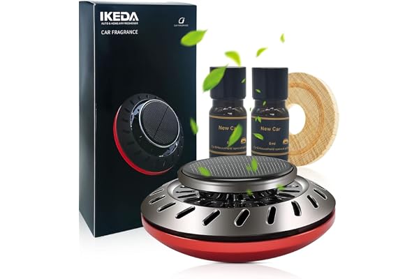 Diffuseur Solaire de Désodorisants de Voiture | 12ml d'huiles Parfumées Neuve | Puissant et Durable | Fraîche Couvre les Odeurs | Accessoires pour Hommes et Femmes