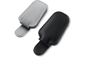 EIYVPRA 2 Stück Brillenhalter für Auto Sonnenblende,Brillenhalter für Auto,Magnetischer Sonnenbrillenhalter Auto,Leder Sonnenbrillen Halterung für Auto Visier Zubehör,Ticket-Kartenclip,Schwarz/Grau