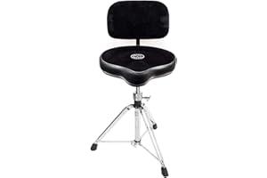 ROC-N-SOC Roc n Soc BLACK Drum Stool Throne With Base And Back Rest