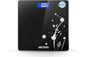 Ant Esports Flora Bud Digital Body Weighing Scale | Portable and Lightweight Design | High Weight Capacity of 180kg | High-Precision Sensor | Automatic Power Off Feature | Black