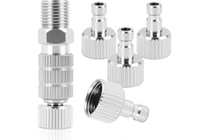 RIYBYDS Kit de Adaptadores de Desconexión Rápida para Aerógrafo, Incluye 5 Conectores Macho y Hembra de 1/8 Pulgadas, Válvula de Control Ajustable, Accesorios Esenciales para Aerógrafos y Compresores de Aire