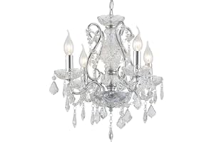 ‎SM SAINT MOSSI Saint Mossi Moderne K9 Kristall-Kronleuchter Beleuchtung Deckenleuchter Lampe 4 Arme für Esszimmer, Schlafzimmer, Wohnzimmer, Chrom Lackierter Rahmen (H40x B35x L35 cm) E14 Sockel