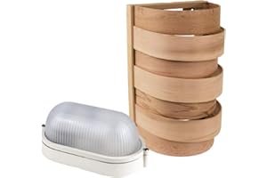 SAUNAINTER Sauna Beleuchtung Set Lampenschirm Sawo 917-VD aus Zeder mit E27 IP54 Saunalampe und 5m Silikonkabel SiHF