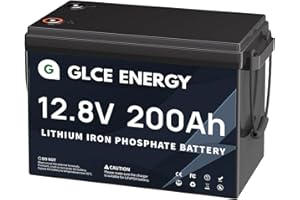 GLCE ENERGY 12V 200Ah Batterie LiFePO4, [Mini-Version] 4000~15000+ Batterie à Cycle Profond pour Camping-Car, Marine, Stockage d'énergie Solaire, Alimentation de Secours, Camping et Plus Encore