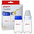 Pigeon Peristaltic Baby Nursing/Feeding Bottle KPP Nipple S,For 0+ Month Babies,BPA Free,BPS Free,Square Base,Blue and White,200 ml,Pack of 2