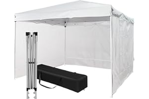 BOP GARDEN Gazebo 3x3 Pieghevole Impermeabile Con 3 Pareti Laterali, Struttura Resistente in Acciaio, Richiudibile a Fisarmonica, Con Sacca Per il Trasporto, Telo in Poliestere 160 gr/mq | Gazebo Pop-up
