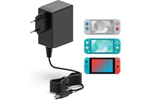 Hafiuege Caricatore per Nintendo Switch,Alimentatore di rete da 39W per Switch/Switch OLED/Switch Lite/Steam Deck,USB C 15V 2.6A