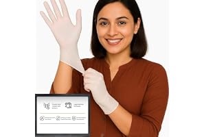 adbeni Disposable Latex Gloves Food Handling Powder Free Premium for Medical Examination, Kitchen, Cleaning, Cooking, Salon, Spa, Gardening, Travel & Grooming Stretchable Fit Pack of 25