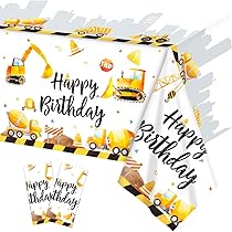 OMZSXK Bouwplaats partyservies voor 16 gasten, graafmachine, feestborden, verjaardagsservies, bouwplaats, papieren borden, bekers, servetten, techniek, voertuig, feestservies voor jongens en meisjes