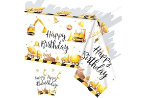 Sprinlot 2 Pezzi Tovaglia Escavatore per Festa di Compleanno Bambini, Decorazione Cantiere, Tovaglia Plastica Impermeabile, Decorazioni Veicoli, 137 x 274cm