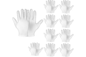 Sibba 10 Pairs White Cotton Gloves for Women Men Moisturizing Gloves Overnight Bedtime Heal Eczema Sleeping Lotion Hand Spa Treatment Gloves Repair Rough Cracked Dry Chapped Hands Skin