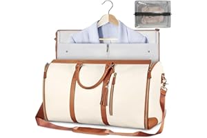 Stafeny Borsa da Viaggio Foldable, Borsa da Viaggio Garment Duffle Convertibile per Donne con Pouch per Scarpe, Capacità Elevata in Pelle PU Folding Carry On (bianco)