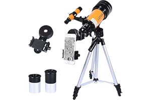 MLABINYA Astronomical Refracting Telescope,70mm Telescope with Phone Adapter for Astronomy Beginners,with Multilayer Broadband Coating,Adjustable Tripod and Finderscope