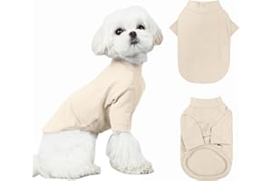 Yoolhamy Maglione per cani di piccola taglia, in pile, per chihuahua, autunno e inverno, collo alto, caldo, in morbido cotone, per cani di taglia piccola e media (beige, M)