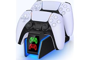 HASACOOL PS5 Controller Charger Station Compatible with Playstation 5 Dual & Edge Controller, PS5 Accessories Charging Station Stand with Type C Cable, PS5 Charging Dock with LED Indicators