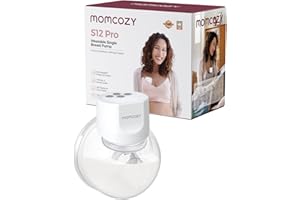 Momcozy Sacaleches Eléctrico Portátil S12 Pro, Extractor de Leche Materna Manos Libres, Bomba Cómoda con Brida de Doble Sellado, 3 Modos y 9 Niveles, Pantalla Inteligente, Brida de 24 mm