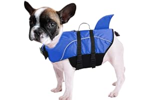 CITÉTOILE Ripstop kamizelka ratunkowa dla psów, pomoc w wyporności dla psów, pomoc dla psów z uchwytem, dla małych i średnich ras, pomoce do pływania na basenie, na plażę, do pływania łodzią, niebieska, rozmiar S