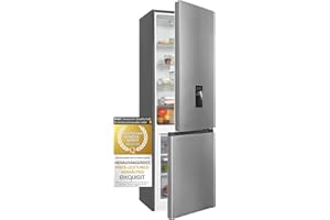 Exquisit Kühl-Gefrierkombination KGC265-70-WS-040E inoxlook | 260 L Volumen | Kühlgefrierkombination freistehend mit Wasserspender | Alarm | 4 Sterne gefrieren