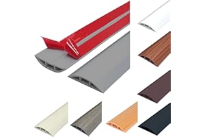 IGTOPS Protection de câble au sol, Couverture de câble PVC flexible et découpable, Couverture de câble auto-adhésive, Canal de câble au sol, protège les câbles et prévient les risques de chute, 60 mm * 1 m