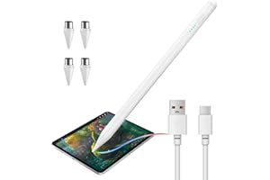 SELURK Stylet pour Écrans Tactiles Android, Stylet pour Tablette Universel Compatibilité Sam-Sung/Huawei/i Phone, Sensibilité à l'inclinaison, Stylo pour Tablette avec 4 Pointes de Remplacement, Blan