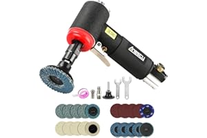 ANESTY Druckluft Winkelschleifer Set - Mini Druckluft Schleifer mit 6mm & 3mm Spannzange und 20 2 Zoll Schnellwechselscheiben Set, Klein Druckluftschleifer 90° Abgewinkelt zum Schneiden/Schleifen