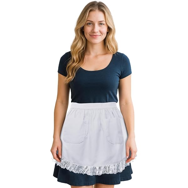 Lusofie Tablier Blanc Enfant Cosplay Cuisine – Dentelle Classique, Bretelles Réglables, Déguisement Halloween, Fée, Sorcière Ou Chef