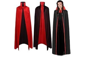 Sunshine smile Halloween Umhang,Vampir Umhang,Sensenmann Kostüm,Draculas Umhang,Vampir Halloween Kostüm,Umhang Schwarz Rot,Unisex Umhang mit langer Kapuze,Halloween Vampir Kostüm Umhang