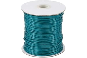 PH PANDAHALL Pandahall 100 Yards Waxed Polyester Cord String 2mm Macramé Beading Thread for Jewelry Making(Teal)