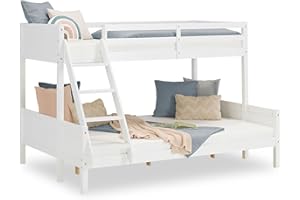 ‎HOMESTYLE4U Homestyle4u Kinderbett 90x200 und 140x200 Hochbett Jugendbett Etagenbett 2 Kinder inkl. Lattenrost Kiefer Holz Weiß | Artikel 1898