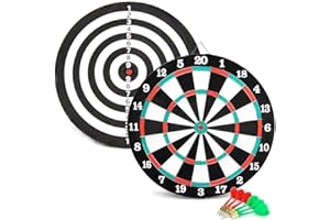 WELLDER Bersaglio Grande 40,5cm Doppio Lato 6 Freccette Incluse Tiro a Segno con Gancio da Parete Casa Pub Bar