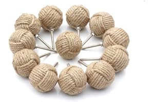 NAUTICAL GIFT STORE Set di 12 pomelli per cassetti in corda di iuta bianca