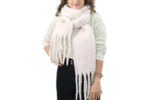 XIFRIKA Bufanda de Mujer para Invierno XXL 248x39cm. Bufanda Suave y Cálida. 100% Poliéster con Flecos. 28 Colores Lisos o Estampados de Cuadros para Uso Diario
