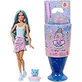 Barbie Pop Reveal Series doll and accessory set, Snack Series, Cupcake Lover Cool Girl and her pet, color change