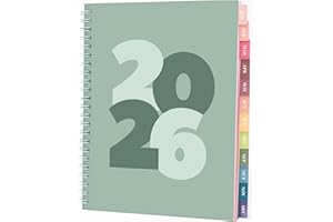 RILEYS & CO Rileys Agenda Journalier 2026, Planner 2026 Scolaire et Familial, Semainier et Planificateur Hebdomadaire Mensuel, Agenda Professionnel à Spirale pour Fille (Chunky, Vert, 20 x 15 cm, Français)