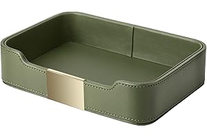 SANZIE Luxury Leather Shell Key Shell Storage Key Tray Organiser Tray Tray Tray for Keys Hallway to Hold Jewellery, Watches, Phone, Wallet (Gold Plated, Green)