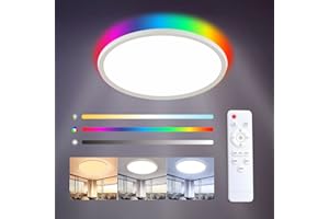Yexati SEEDIQ LED Ceiling Light with Remote Control,24w 3000K-6000K Dimmable,Waterproof Ceiling Light with 7 RGB Backlight for Bathroom,Hall,Bedroom,Game Room. Brand