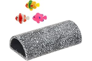 Toolzia Pleco Cave Breeding Fish Tank Aquarium Ceramic Decor,With 3 Fish Ornament,Perfect For Fish And Shrimp To Play, Hide And Rest（Grey）